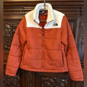 The North Face Rust and White Puffer Jacket, Women’s Small